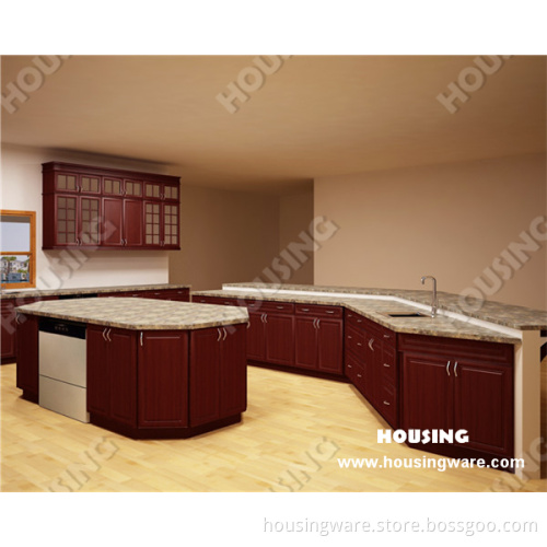 Red Oak Solid Wood Kitchen Cabinet in High End Quality
